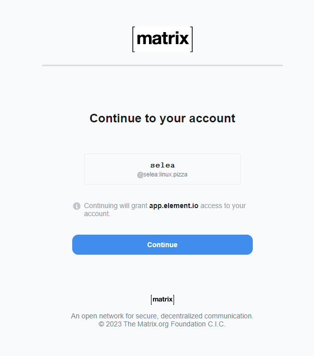 Picture4 Image showing the login-process to the Linux.Pizza Matrix-server